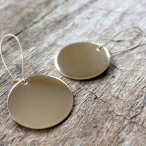 Large Gold Coin Disc Earrings Casual Summer Handmade - 32mm diameter
